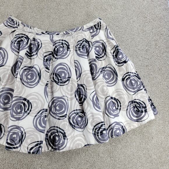 GAP Womens Skirt 16 White Blue Rosebud Abstract Swirl Pleated‎ Lined A-Line Mini - Picture 11 of 13